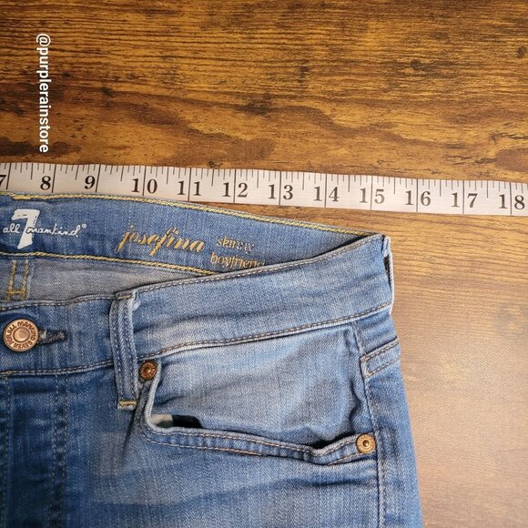 7 For All Mankind Jeans 28 Josefina Skinny Boyfriend Mid Rise Button Fly Stretch - Picture 7 of 13
